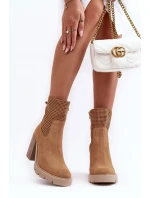 Dámské kůží síťované boty na podpatku Camel Lewski 3386
