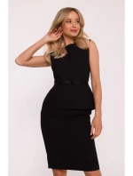 S427 Peplum šaty - černé