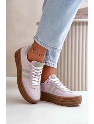 Dámské Semišové Tenisky Na Platformě Fialové Zazoo