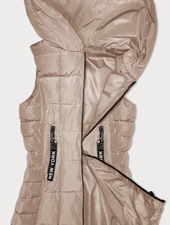 Světle béžová dámská vesta s kapucí S'West (B8225-51)