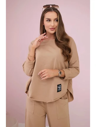 Bavlněná mikina kalhoty set Velbloud Bavlněná mikina kalhoty set Velbloud