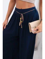 Dámské kalhoty z viskózy se širokými nohavicemi námořnická modř Dámské kalhoty z viskózy se širokými nohavicemi námořnická modř
