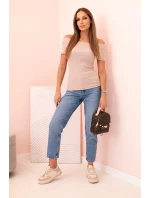 Dámská bavlněná blůza s výstřihem do V a potiskem bílá Dámská bavlněná blůza s výstřihem do V a potiskem bílá