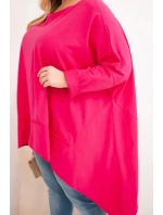 Dámská mikina Plus Size s kapucí a potiskem fuchsie