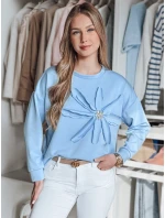 Dámská oversize mikina s květinou PETITKA modrá FashionStreet BY1385