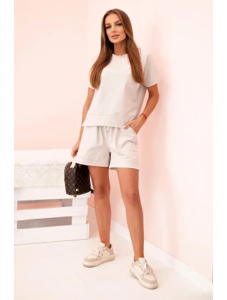 Dámský punto set s krátkými rukávy a šortkami béžový