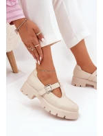 Dámské Polobotky S Přezkou Na Platformě A Plochém Podpatku Béžové Venda Dámské Polobotky S Přezkou Na Platformě A Plochém Podpatku Béžové Venda