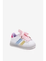 Sportovní boty dětské sneakers s svítící podrážkou bílo-růžové Arielle