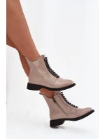 Lakované dámské kotníkové boty z pravé kůže D A MR52 108 béžové Lakované dámské kotníkové boty z pravé kůže D A MR52 108 béžové