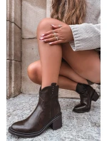 Zateplené dámské kotníkové boty na podpatku čokoládové Brilynn Zateplené dámské kotníkové boty na podpatku čokoládové Brilynn