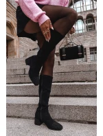 Dámské kozačky s ozdobou na kostku ekokůže Černé Ivanna