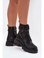 Dámské zateplené workery Selita s ozdobným páskem – černé