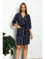 Dámský župan S19269 tm. modrý se srdíčky - La Penna Dámský župan S19269 tm. modrý se srdíčky - La Penna