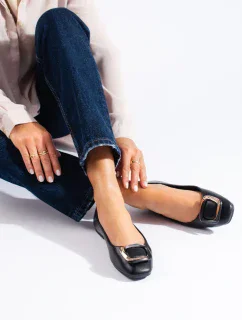 Luxusní dámské  baleríny černé bez podpatku