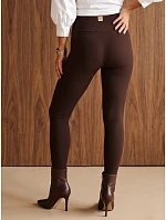 Dopasowane legginsy damskie prążkowane brązowe FashionStreet UY3258 Dopasowane legginsy damskie prążkowane brązowe FashionStreet UY3258