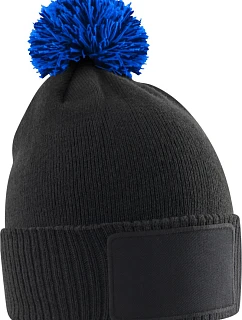 Beechfield B 443B Dětská pletená čepice s bambulí "Snowstar" 53.443B black/bright royal