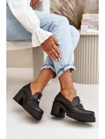 Zazoo 20168 Elegantní Dámské Polobotky Na Podpatku Přírodní Kůže Černá