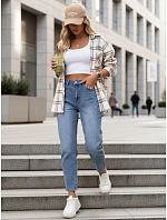 FashionStreet dámské džíny s vysokým pasem ve střihu mom fit UY2950