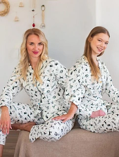 Pyžamo Key LNS 921 B26, dlouhé rukávy, velikosti XS–XL, zapínací