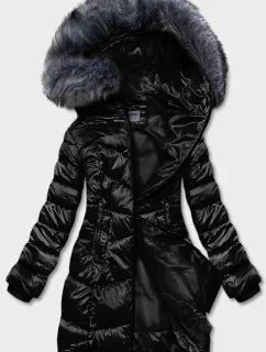 Černá dámská metalická zimní bunda (B8072-1)