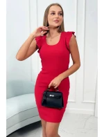 Šaty s nařasenými rukávy červené