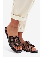Dámské ploché pantofle s ozdobnou sponou Černé Jamira