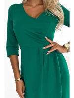 255-4 IRIS Šaty se záhyby a výstřihem - ZELENÉ