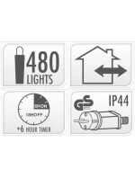 VÁNOČNÍ STROMEK SVĚTELNÝ ŘETĚZ 480LED ČASOVAČ VÍCEBAREVNÝ MAKRON