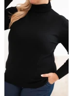 Dámský viskózový svetr Plus Size s klasickým střihem černý
