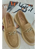 Dámské semišové mokasíny na ploché podrážce s ozdobou D&A TW101 hnědé