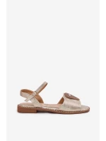 Dámské Sandály Na Plochém Podpatku S Ozdobou S.Barski KV51-098 Zlaté