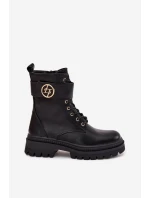 Dámské Botky Pracovní Se Zlatým Detalem Zateplené Černé Fiorena