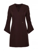 M876 Šaty s širokými manžetami - hnědé