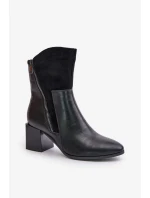 Zateplené Dámské Kotníkové Boty Na Podpatku Černé Relabina