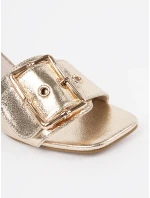 Klasické  nazouváky dámské zlaté na širokém podpatku