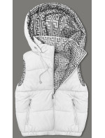 Bílá krátká dámská péřová vesta s kapucí (16M9091-281)
