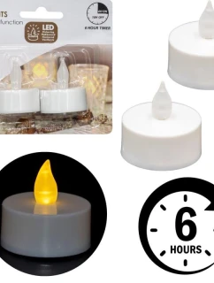 SADA 2 ČAJOVÝCH SVÍČEK VEDENÝCH ČASOVAČEM BÍLÁ