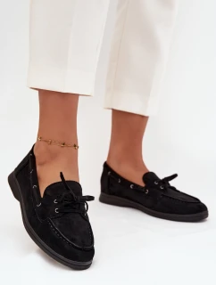 Polobotky Mokasyny Dámské Ploché S Šněrováním Černé Zalina