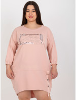 Prašně růžové nadrozměrné midi šaty s aplikací