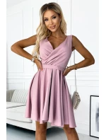 478-2 MAYA Šaty s delšími zády, výstřihem a páskem - BRUCE ROSE