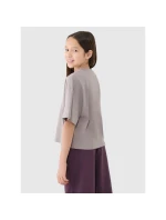 Dívčí oversize crop top s potiskem 4F 4FJRSS25TTSHF2587-83S