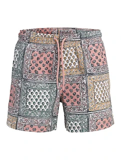 Jack&Jones pánské plavecké šortky JPSTMAUI SHELL AOP SWIM SHORTS REG 12291808 ASH ROSE