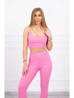 Souprava s blůzou nahoře pruhovaná světle růžová