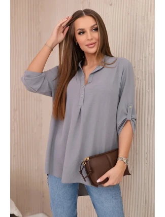 Halenka s prodlouženým zadním dílem šedý