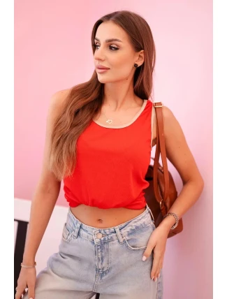 Dámská halenka na ramínka s ozdobným lemem červený