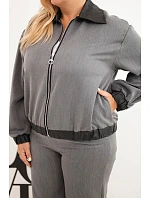 Dámský komplet Plus Size s mikinou na zip a širokými kalhotami grafitový Dámský komplet Plus Size s mikinou na zip a širokými kalhotami grafitový