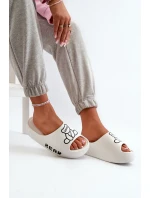 Dámské pěnové žabky na masivní podrážce s medvídkem bílé Lamira