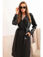 Dámský kabát z eko kůže  4467 Černá - K-Fashion