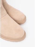 Originální Jasnobeżowy dámské  kotníčkové boty na plochém podpatku