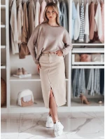 Džínová maxi sukně s rozparkem MIDIWAY béžová FashionStreet CY0479